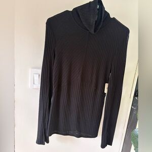 Free People Black seamed knit turtleneck